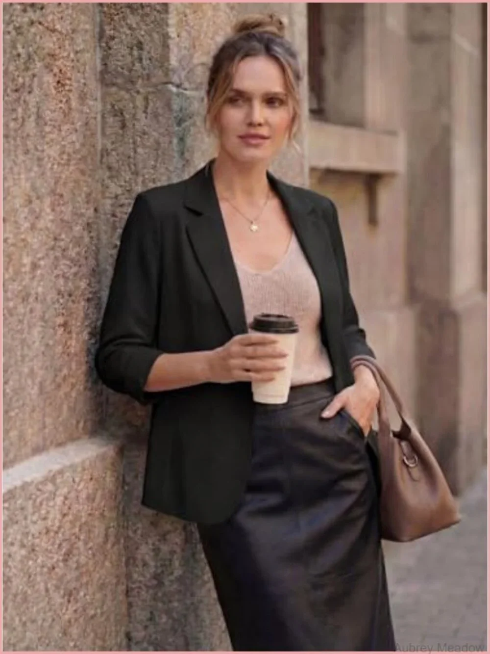 Lightweight 3/4 Sleeve Lapel Open Front Blazer with Pockets